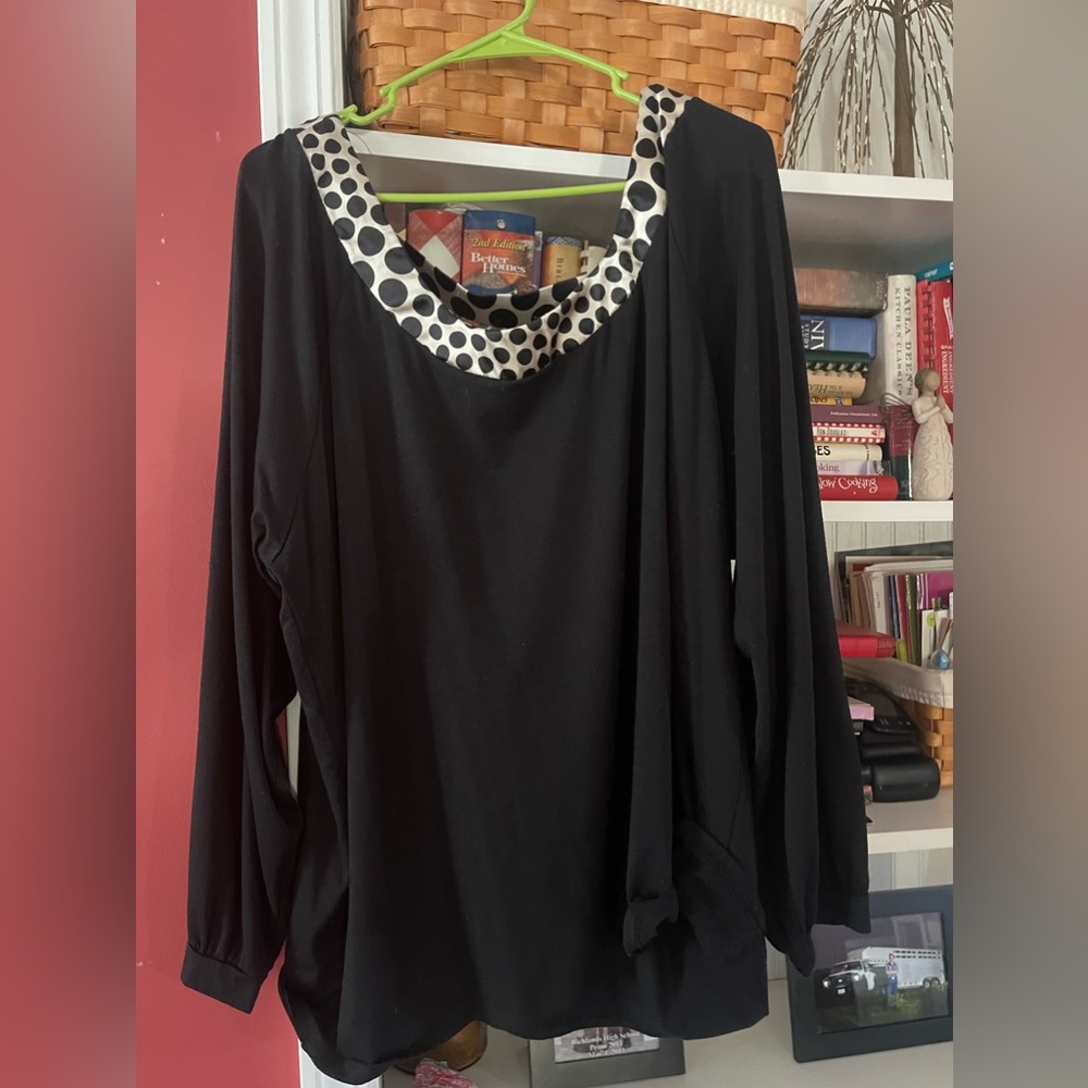 Lane Bryant top. Black with silk trim. Size 24/26